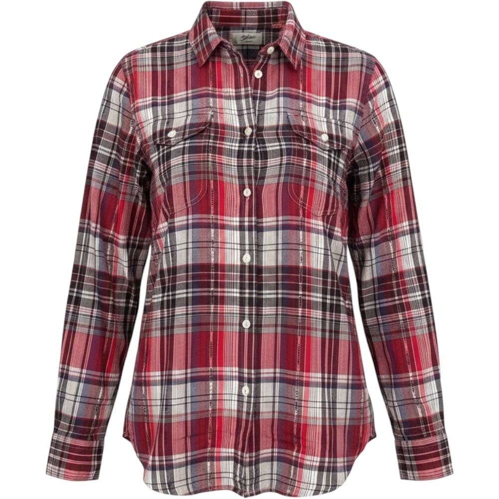 Woolrich Shirt Womens L Red Plaid Embroidered Button Down Classic Rustic‎ Boho